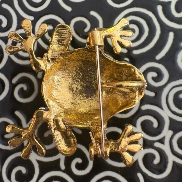 Colorful Rhinestone Frog Brooch - Picture 6 of 12